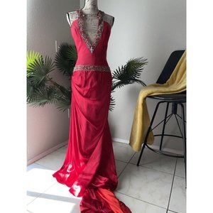 Paris - Tony Bowls V-neck Halter Gown With Train